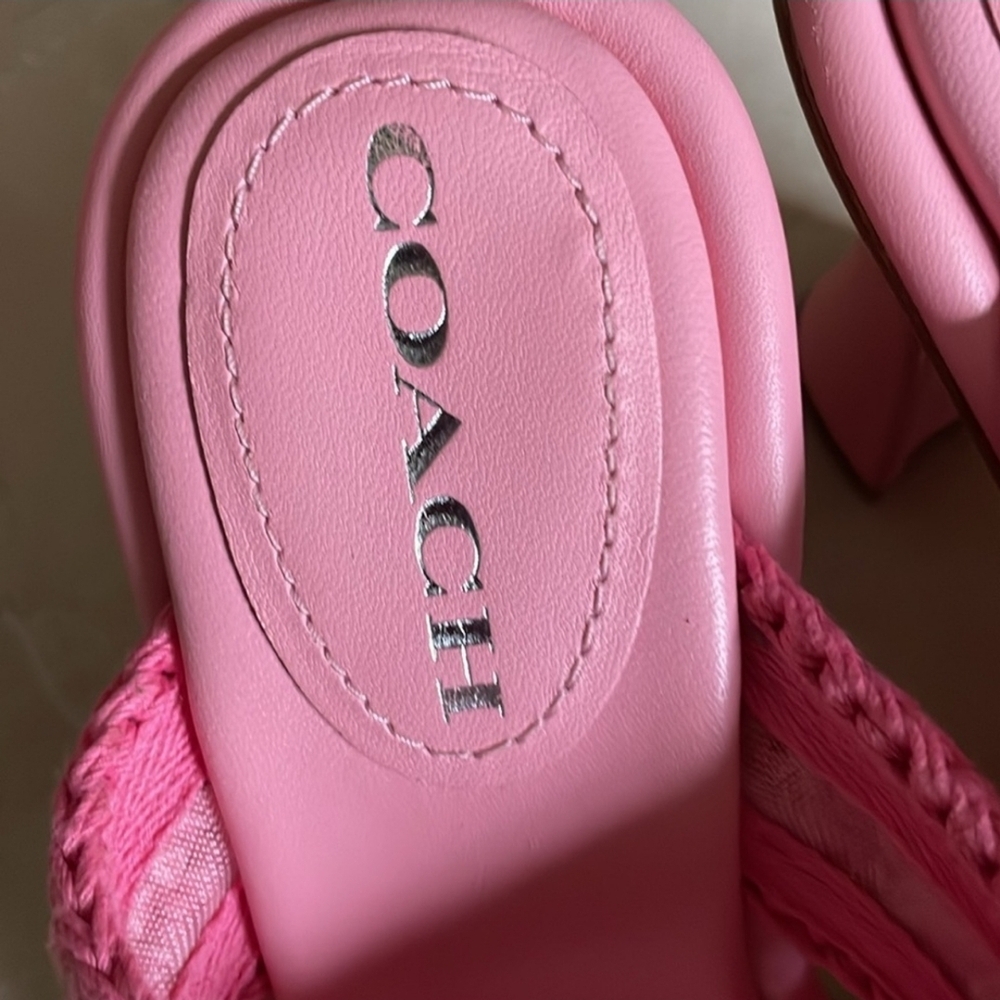 Coach Pink Sandals with Knitted Texture and Sculptural Heel - Picture 9 of 10